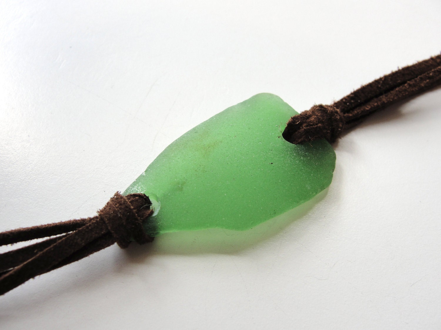 NEW - Beach Glass and Suede Leather bracelet