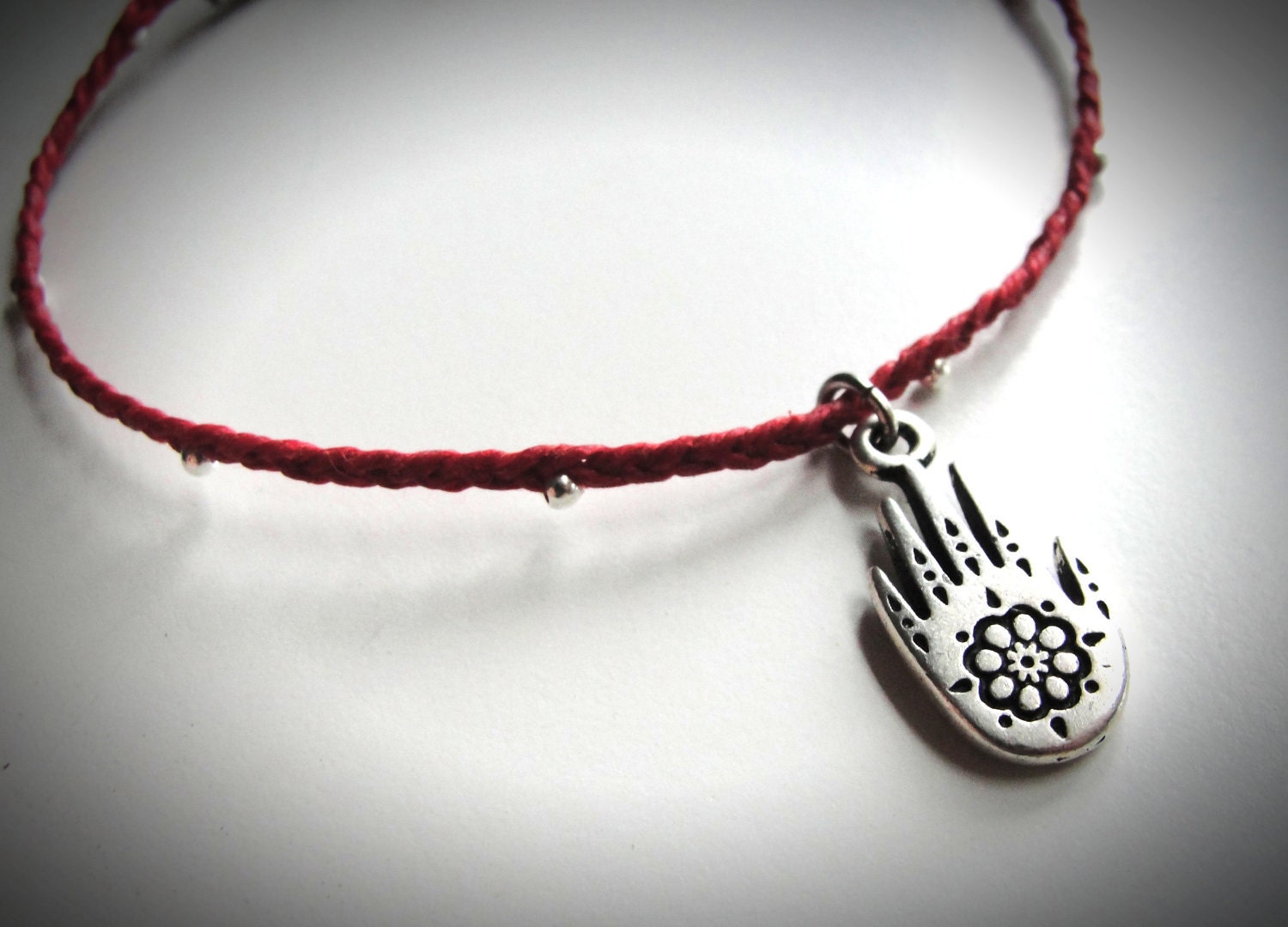 Red Abhaya Mudra Hamsa bracelet