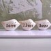 Handmade polymer clay birds, 3 ... Word Birds ... Love Lives Here...Wedding