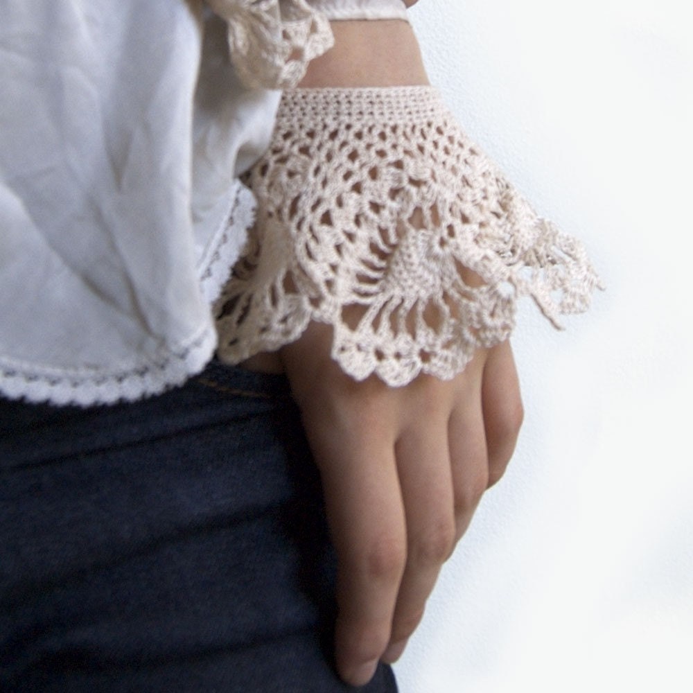 Cuffs Crochet Lace Wedding Fine Cotton Stylish Handmade