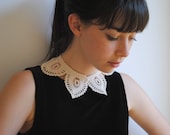 Crochet Shirt  Collar Ecru White Cotton Fashion Custom Made - twoknit
