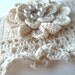 Cuff Elegant Silk Flower Faux Pearls Wedding Ecru Hand Crochet