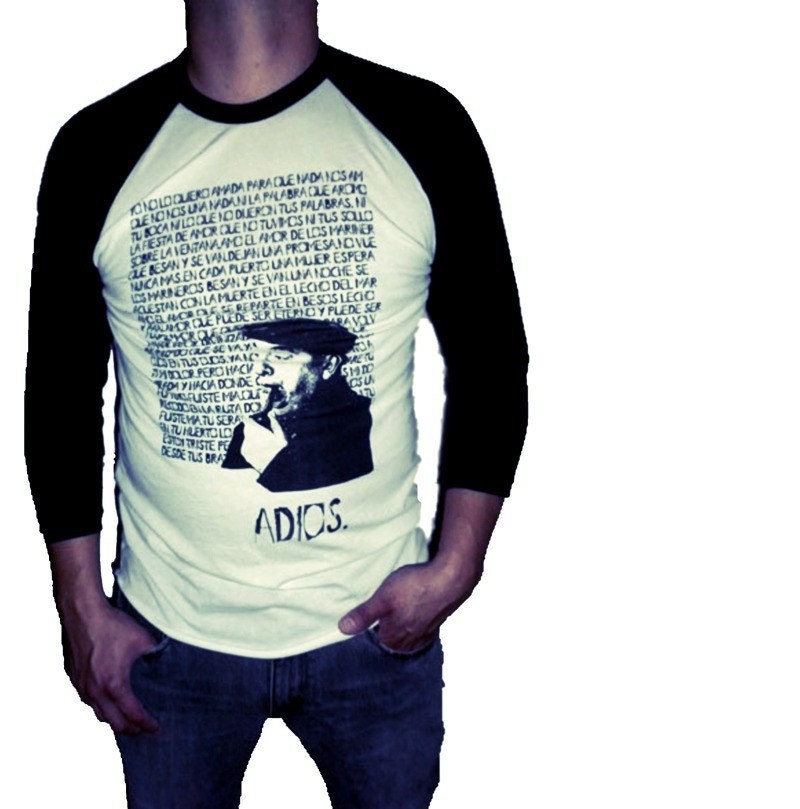 pablo neruda long sleeve raglan shirt sz m l