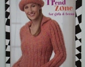 Trend Zone for Girls and Teens Sweater Pattern Booklet 542005 by Bernat for Rib Pullover, Hat, Hooded Sweatshirt to Knit or Crochet