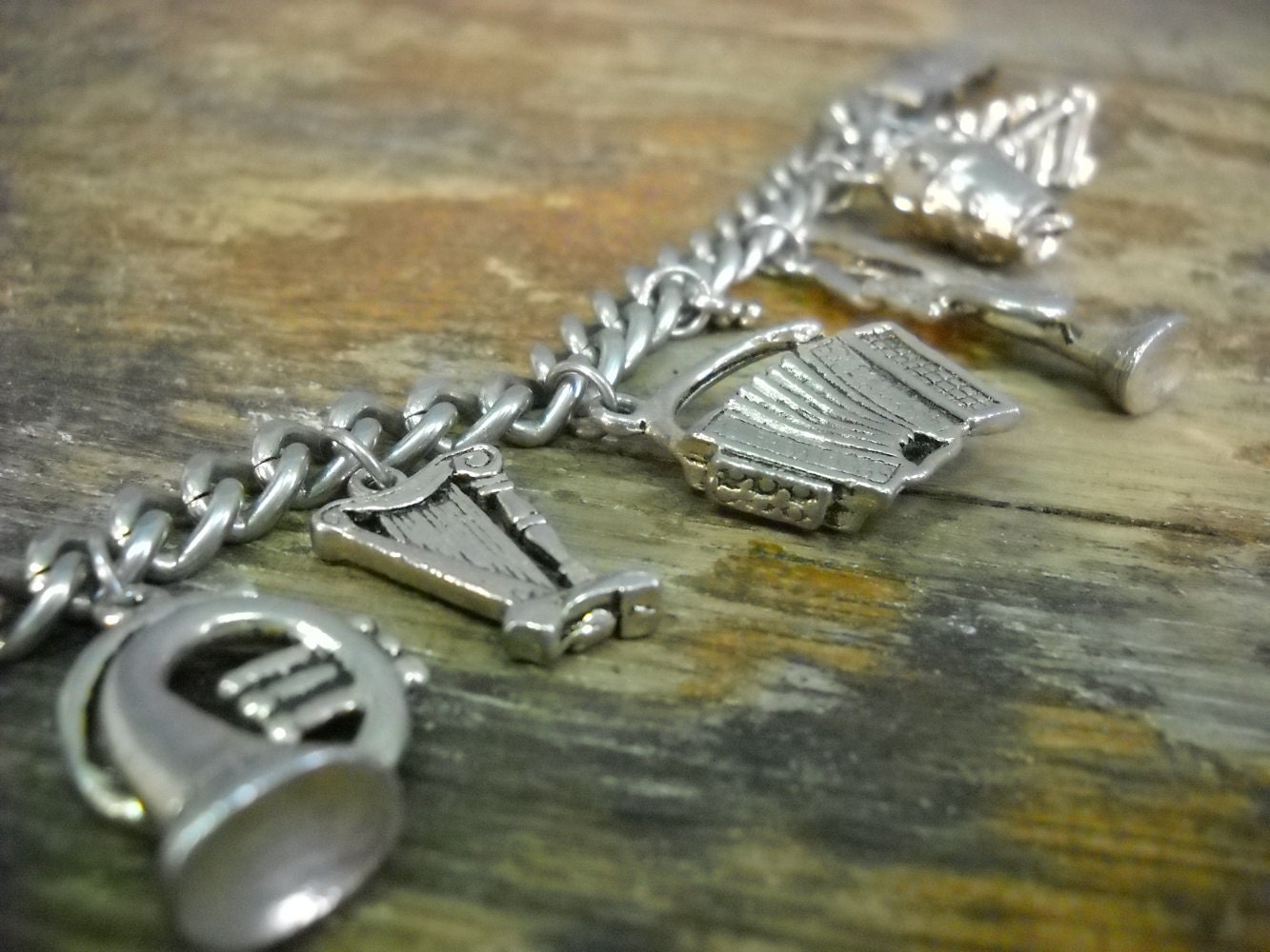 Vintage 60's Charm Bracelet - Musical Instruments