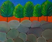 Contemporary Original Abstract Landscape Oil Painting "Stand still" By QiQiGallery