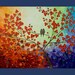 Original Modern Abstract Heavy Texture Palette Knife Impasto Painting Tree Branches Birds Landscape Wall Decor "Over the Rainbow"