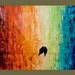 Un-Stretched 40" Original Modern Abstract Heavy Texture Palette Knife Impasto Painting Love Birds Landscape Wall Decor "Forever more"