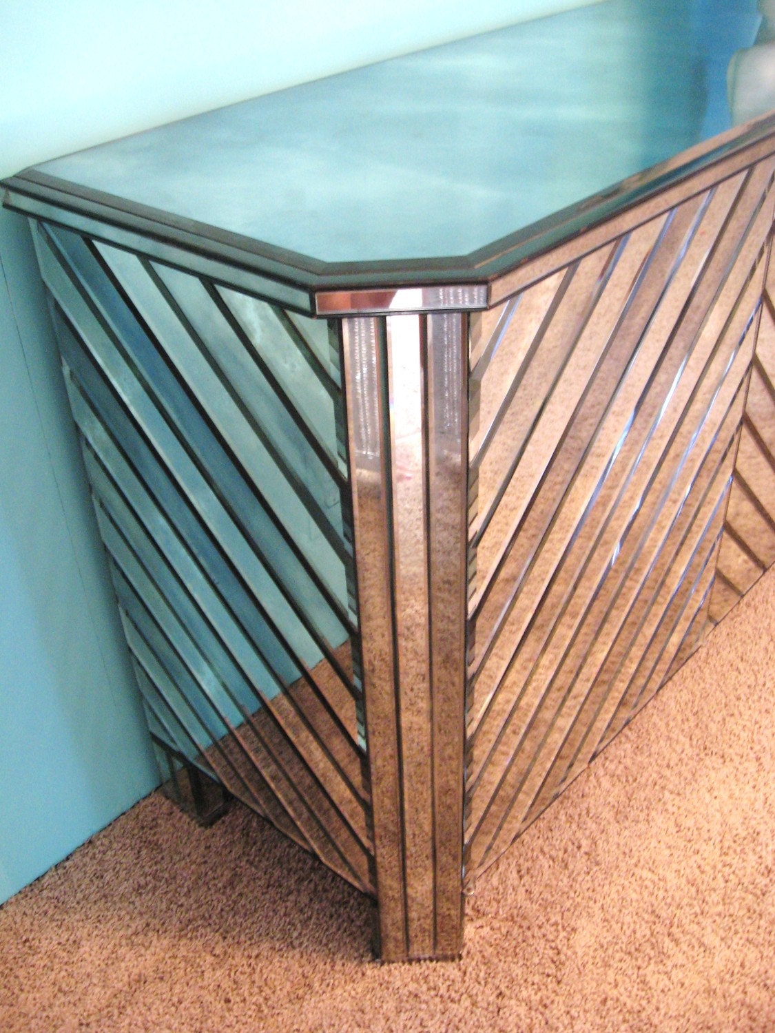 FABULOUS Mid Century HOLLYWOOD REGENCY Antique MIRROR CREDENZA Cabinet