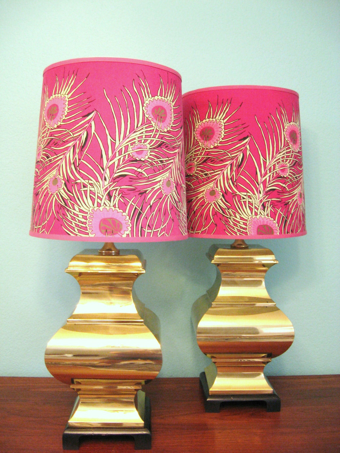 Vintage HOLLYWOOD REGENCY Pair BRASS Chinoiserie Ginger Jar Lamps