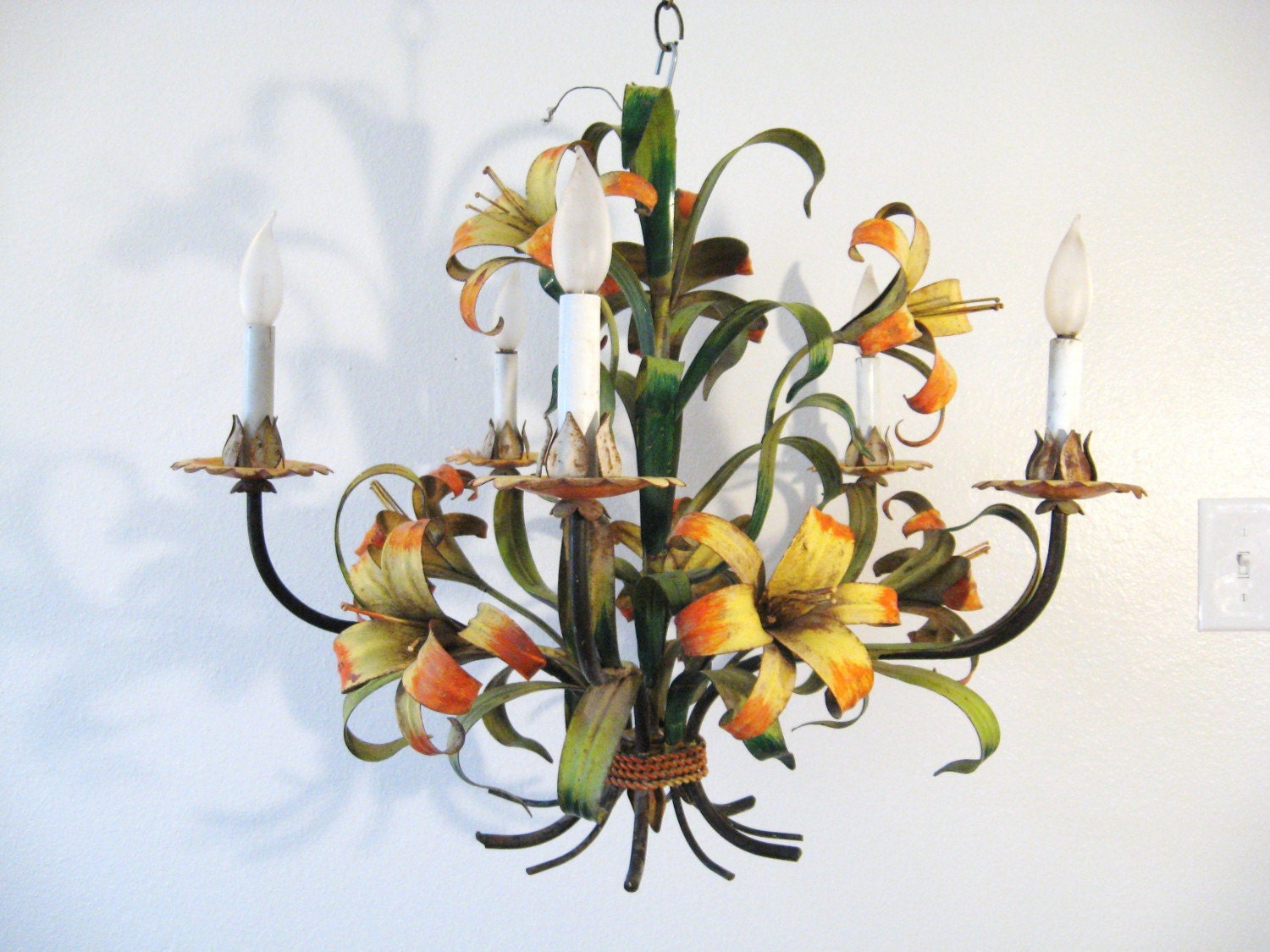 vintage chandelier CHANDELIER on 50s tole etsy LILY by  TOLE fabulousmess TIGER Vintage Etsy