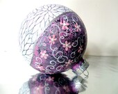 Silver and Pink Glass Ornament: Hand painted Christmas Ornament Silver and Pink