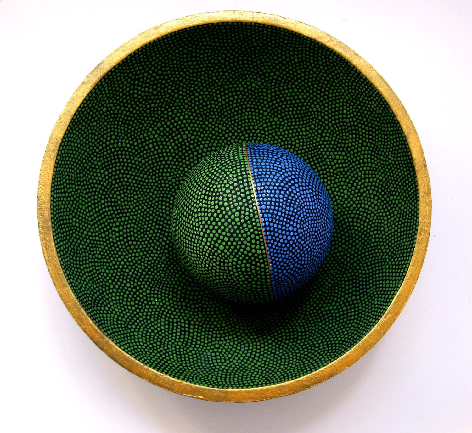 Earth Blue and Green: Hand Painted Bowl and Orb
