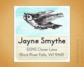 Personalized Return Address Label Sticker or Bookplate - Book Owl