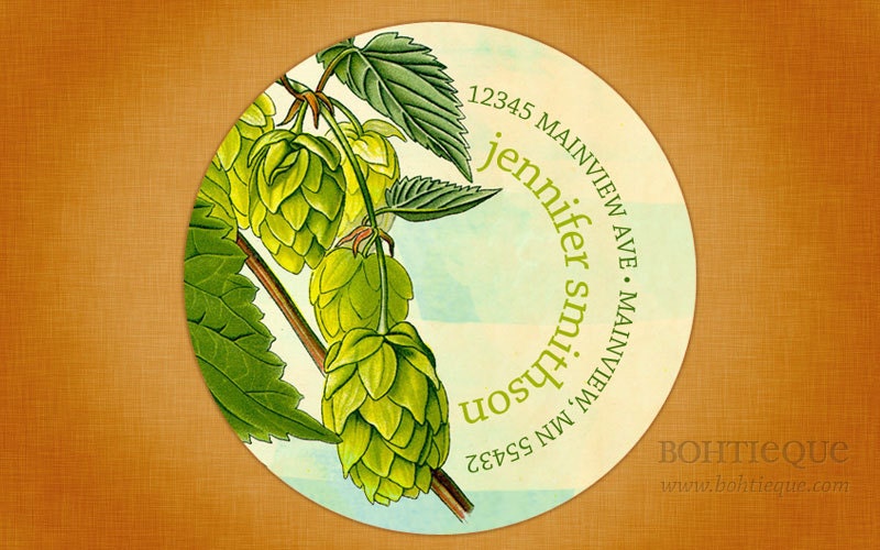 Personalized Return Address Label Sticker - Brewing Hops