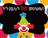 4ft x 2.5ft Vinyl Banner Circus Clown Welcome Birthday Sign Personalized Il_170x135