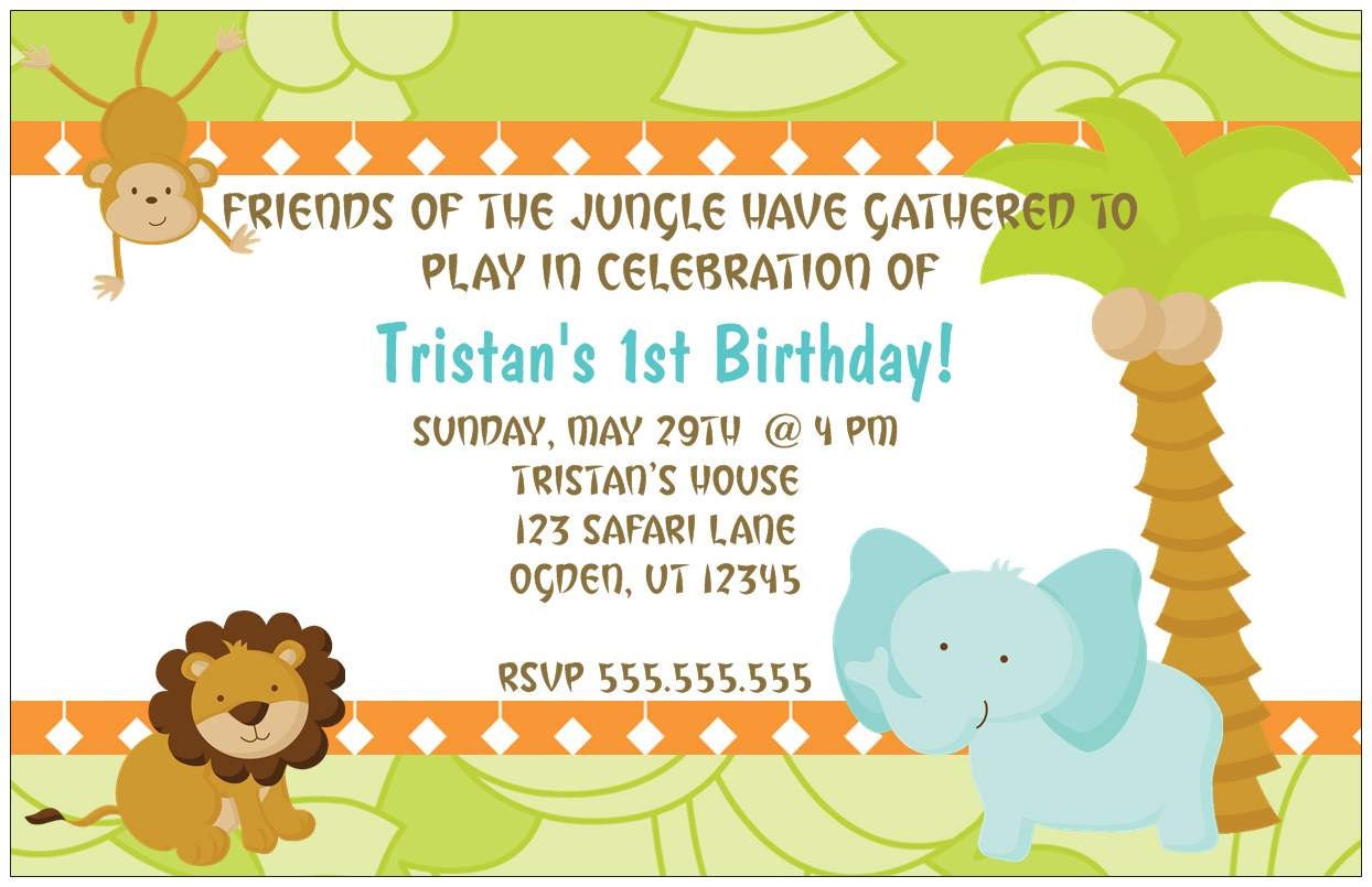Set of 20 Safari Birthday Party Invitations Il_570xn