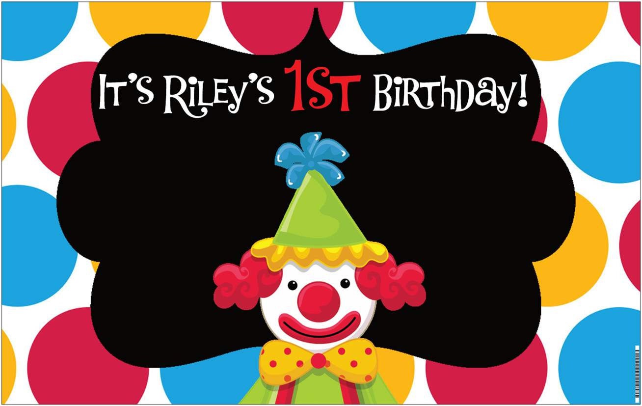 4ft x 2.5ft Vinyl Banner Circus Clown Welcome Birthday Sign Personalized Il_570xn