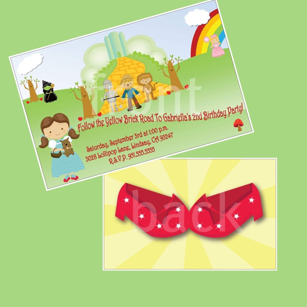 Set of 20 Wizard of Oz Theme Birthday Party Invitations Custom Il_570xn