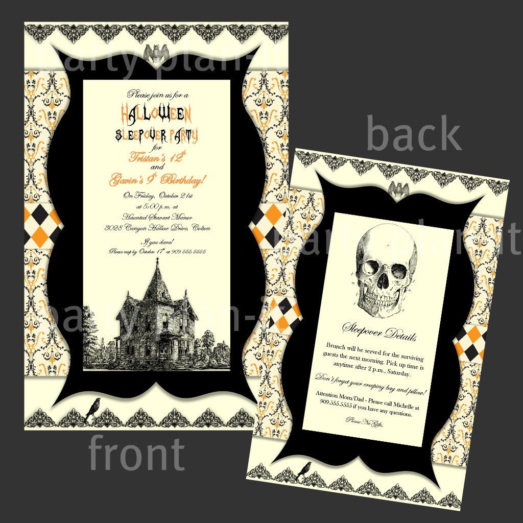 Set of 20 Vintage Halloween Party Invitations Il_570xn