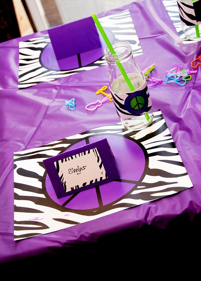 Set of 12 Zebra Peace Sign Party Placemats Tween Il_570xn