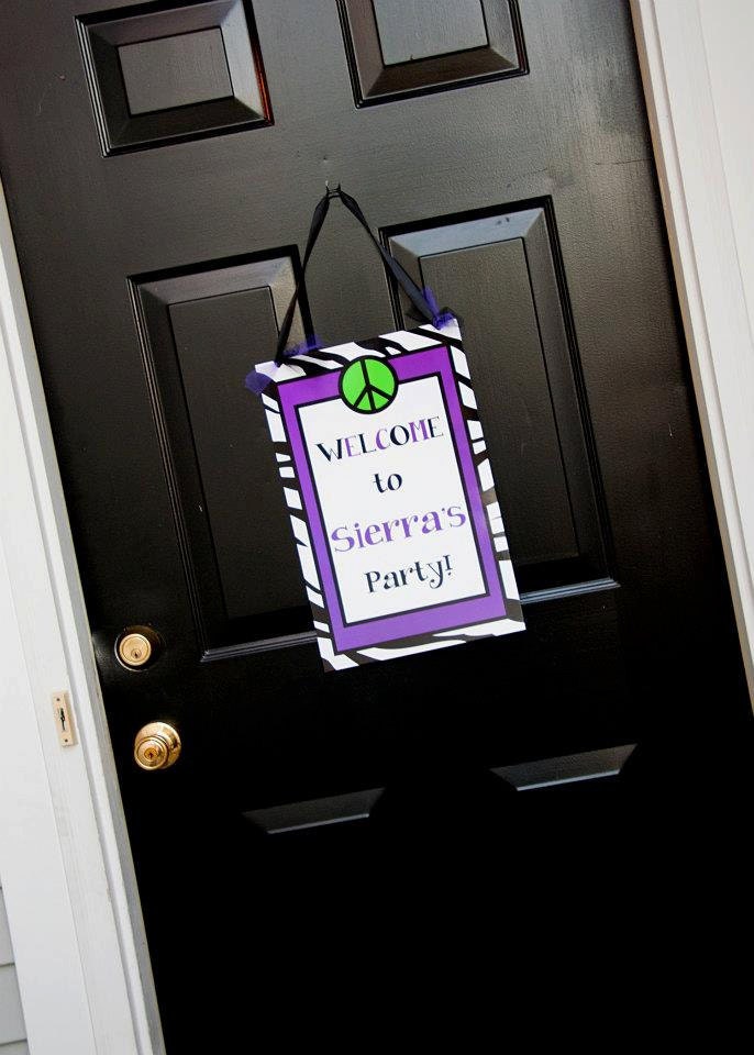 Welcome Door Sign Banner Zebra Peace Sign Birthday Party Tween Il_570xn