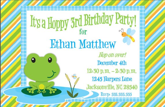 Set of 20 Frog Birthday Party Invitations Custom Il_570xn