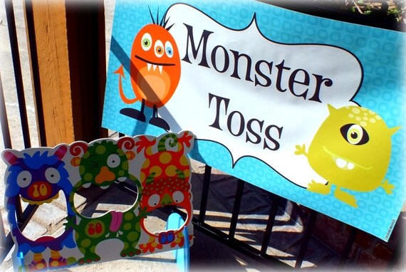 36"x18" Vinyl Banner Monster Party Sign or Wording of your choice CUSTOM Il_570xn