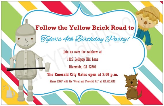 Set of 20 Wizard of Oz Tin Man Theme Birthday Party Invitations Custom Il_570xn