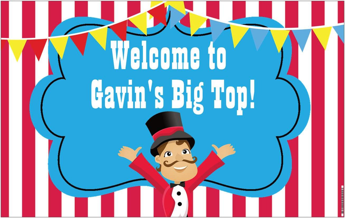 4ft x 2.5ft Vinyl Banner Circus Carnival Welcome Birthday Sign Personalized