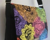 BLACK Dia De Los Muertos Paper Cut Out Print MESSENGER Book Laptop Diaper Bag