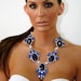 Lapis Sapphire Extra Dramatic Bridal Bib Statement Necklace Statement jewelry by Ezzaexclusive