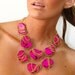 Statement necklace Pink Turquoise chunky statement necklace multiple chain bib necklace statement necklace by Ezzaexclusive