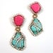 Statement earrings turquoise blue and pink crystal embellished earrings