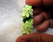 Dreads Bead Coil  with Austrian Crystals Lime Green  You Choose Hole Size