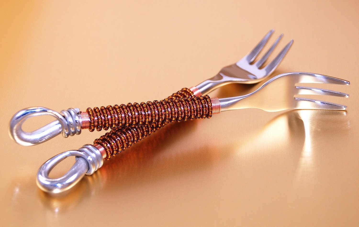 Unique Cocktail Forks Hand Beaded - Wire Wrapped Quality Stainless Steel - CUSTOM CHOOSE Your COLORS Wedding Table Settings