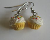 Cupcake Earrings, Yellow With Vanilla Frosting, Nickel Free