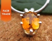 FAIR TRADE Sunset Tourmaline Pendant in Sterling Silver, 7x5mm Soft Rectangle Gemstone