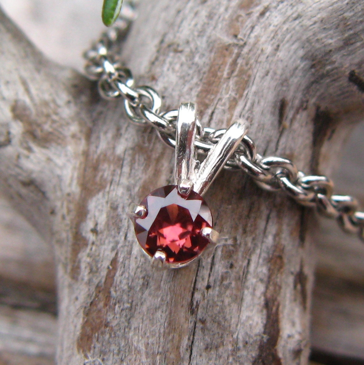 Zircon Pendant in Sterling Silver, Genuine Gemstone, Round 4.9mm