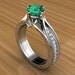 Tsavorite Garnet, Emerald Green Ring with Diamonds in Palladium