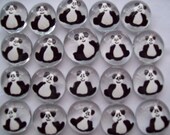 Handpainted Glass Gems for crafts , party decorations, favors  panda pandas bear set of 50