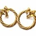 Vintage Hoop Earrings 70s Avon Twisted Wreath Bow Clip-On Original Box