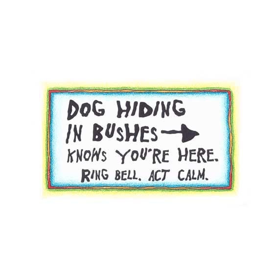 Items similar to Dog Hiding In Bushes Sign, Laminated Door Sign, Funny