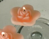 12 Peach floating rose wedding candles for table centerpiece and reception decor