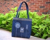 Abstract Flowers Denim Tote