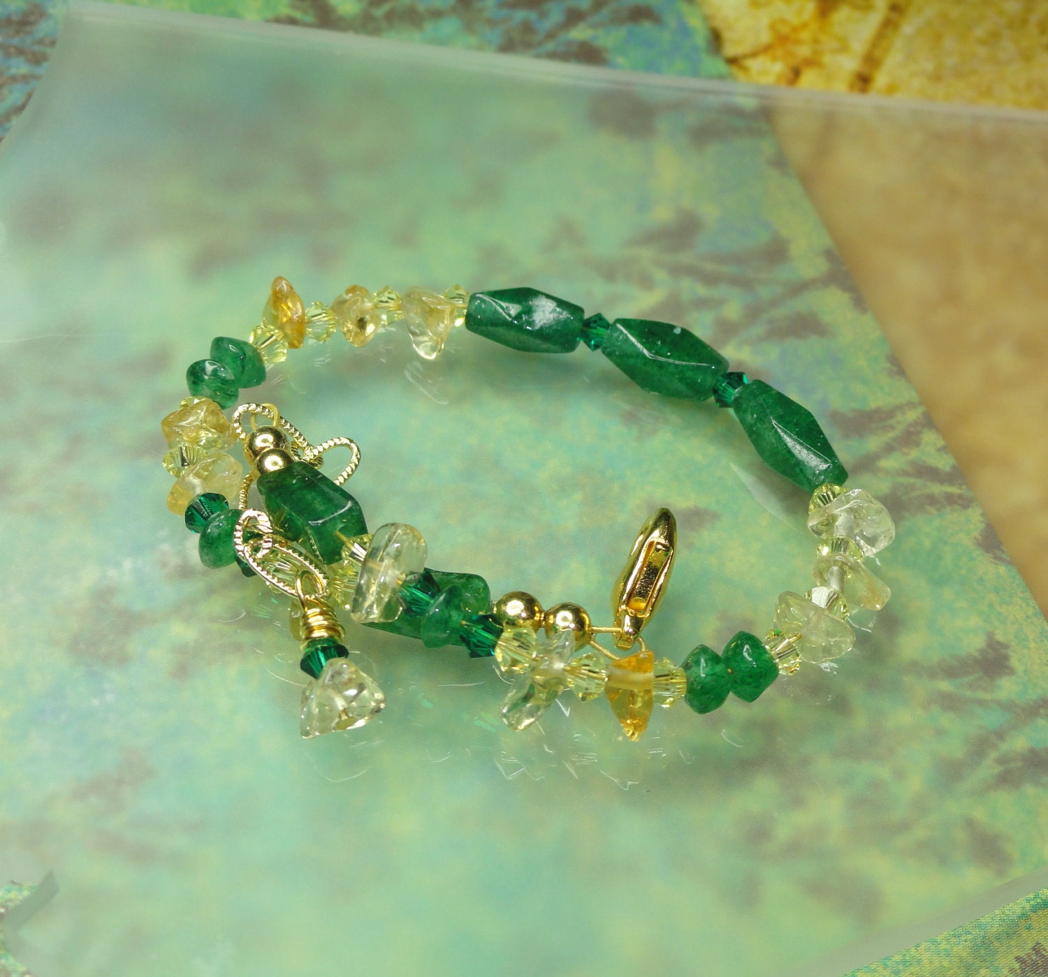 Green and Yellow Gemstone Bracelet
