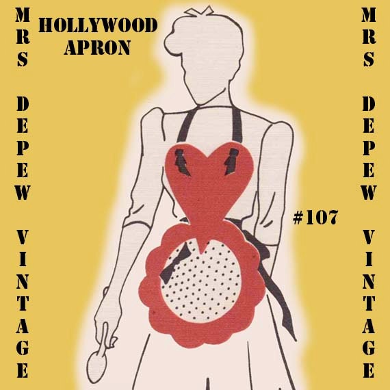 Vintage Sewing Pattern 1940's Ladies' Apron Hollywood Theme 107 -INSTANT DOWNLOAD-