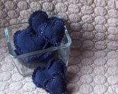 Navy blue upcycled heart brooch