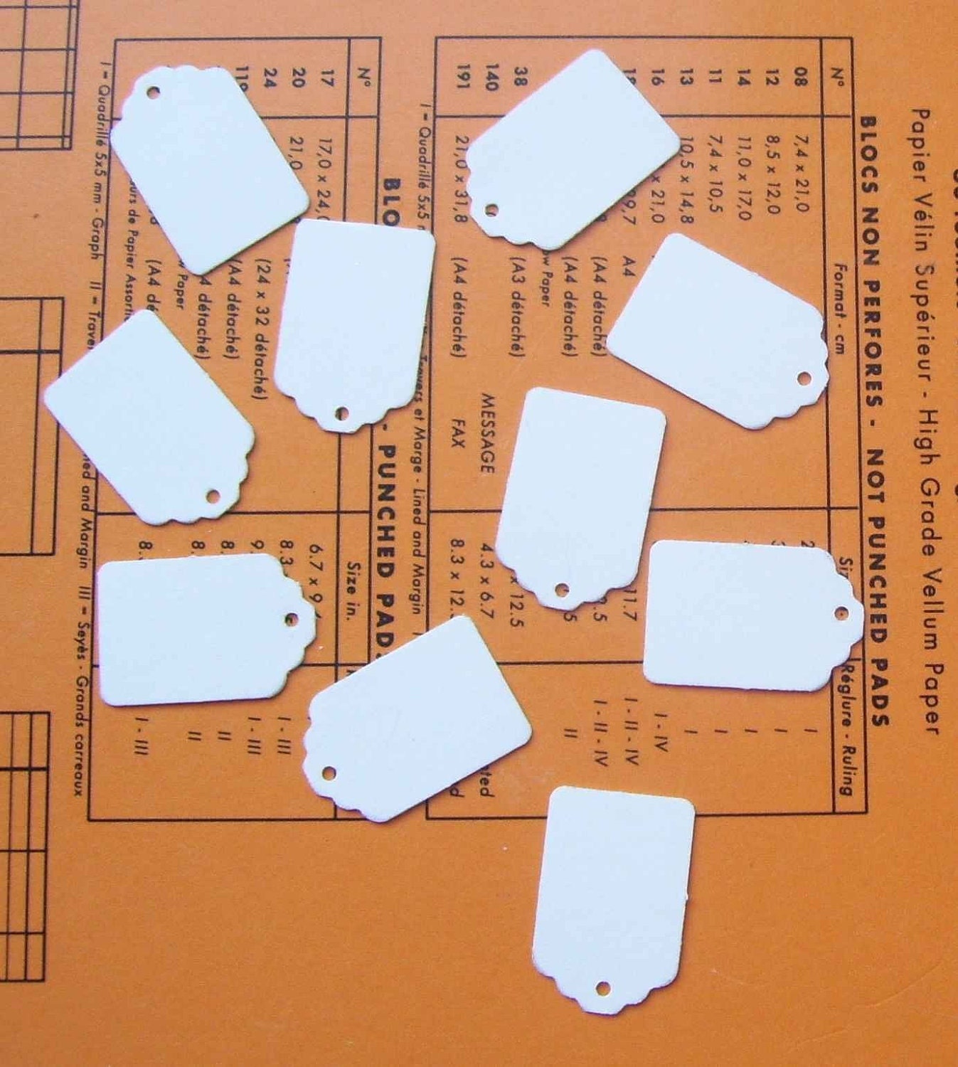 200 small plain white price tags - also available in kraft brown