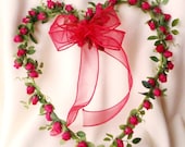 Home Decor Red Rose Heart Wreath Handmade Front door wreath decoration silk flowers under 40